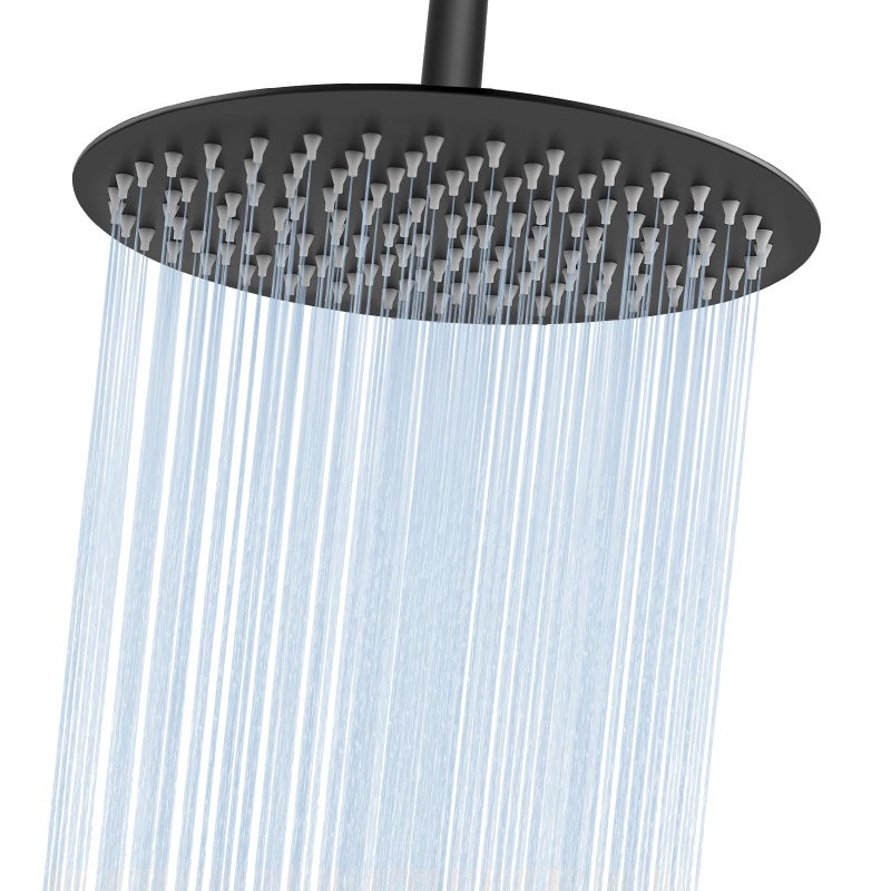 Midanya Round Rainfall Shower Head High Pressure Stainless Steel Waterfall Large Rain Shower Head Ultra Thin Design,Matte Black 10 Inch - Image 1
